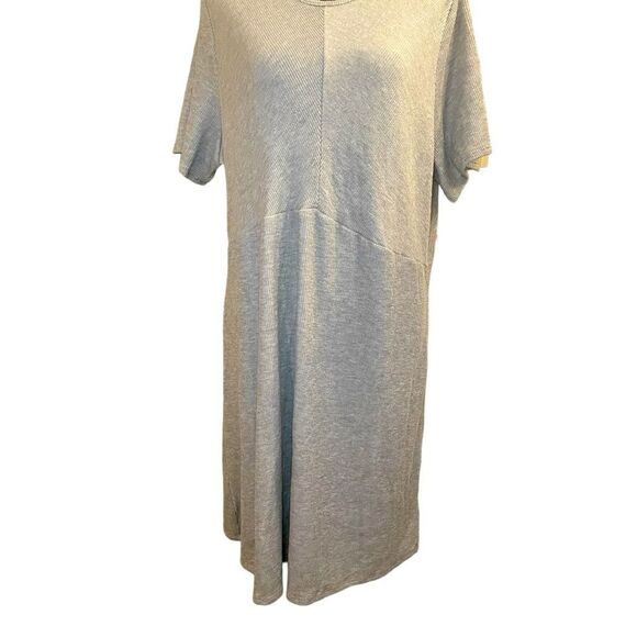 Heatherly for Stitch Fix Gray Ribbed Tie-Back Dress | Cozy Fall Lounge T-Shirt D - Picture 14 of 16